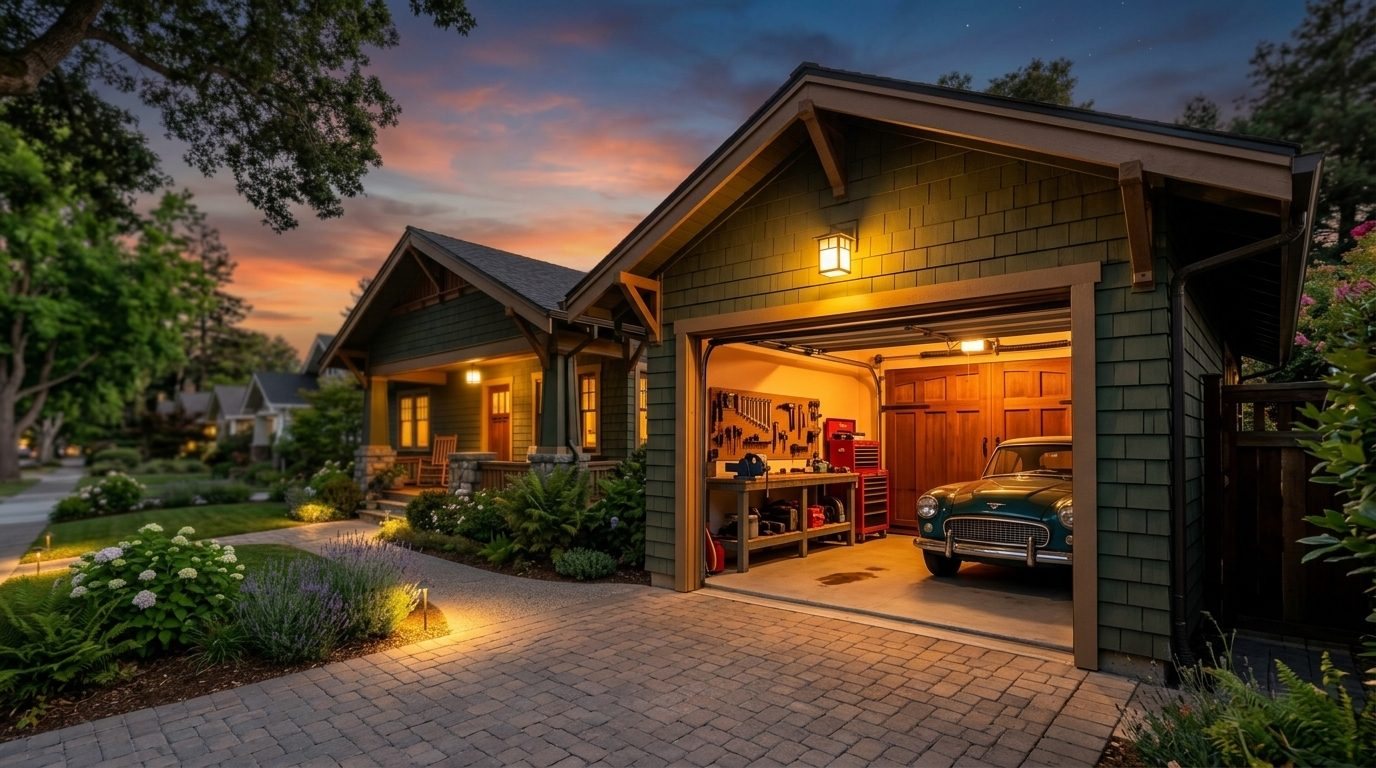 Lee Garage Door Service Overhead Garage Door Gliding Open in Newcastle, WA